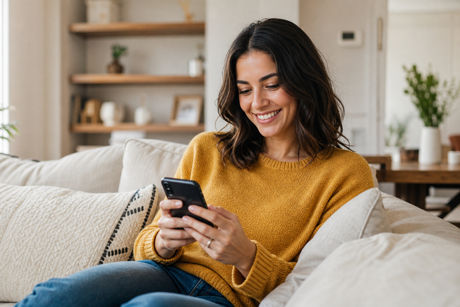 LendWise customer checking her loan on her phone