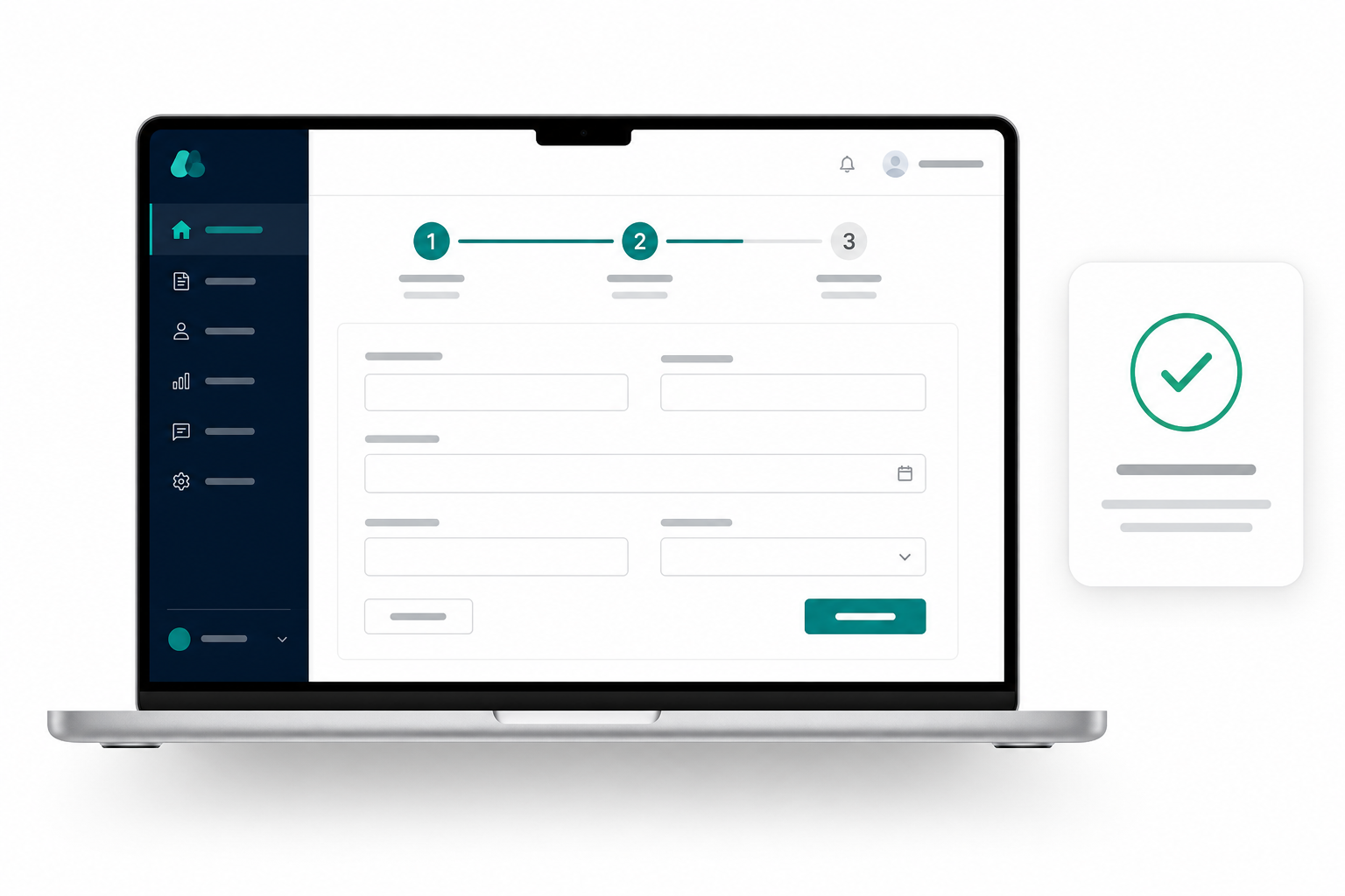 LendWise application flow showing a simple three-step progress tracker with instant approval